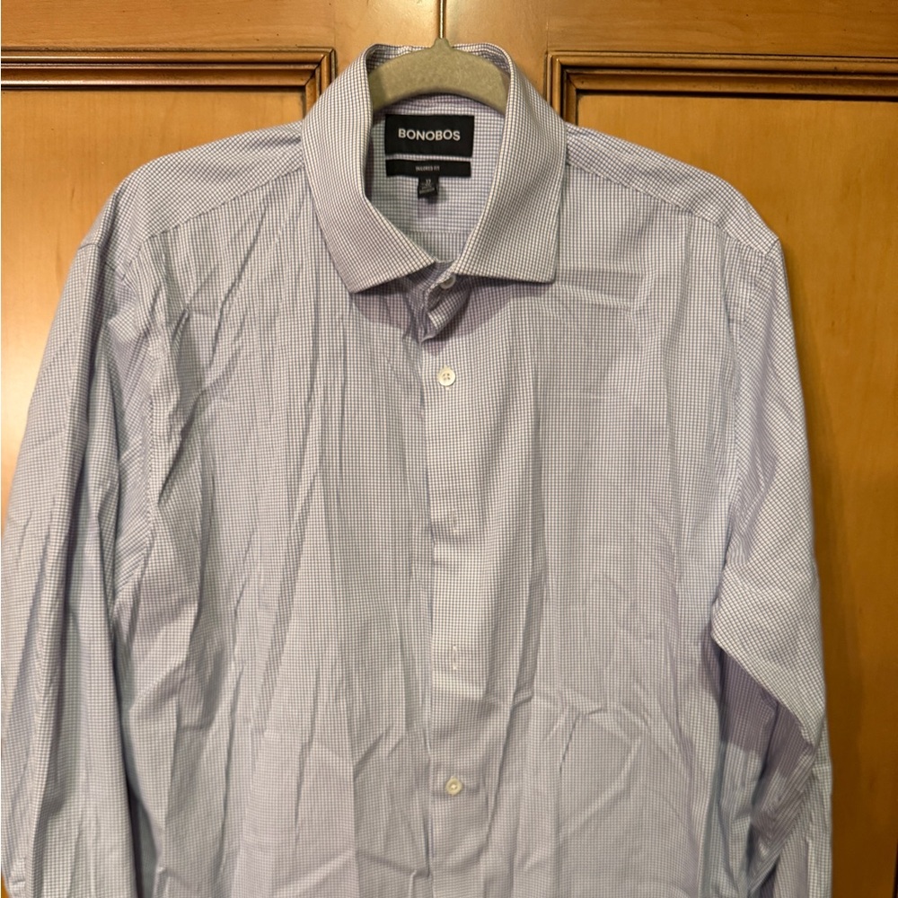 Bonobos Light Blue Checkered Dress Shirt